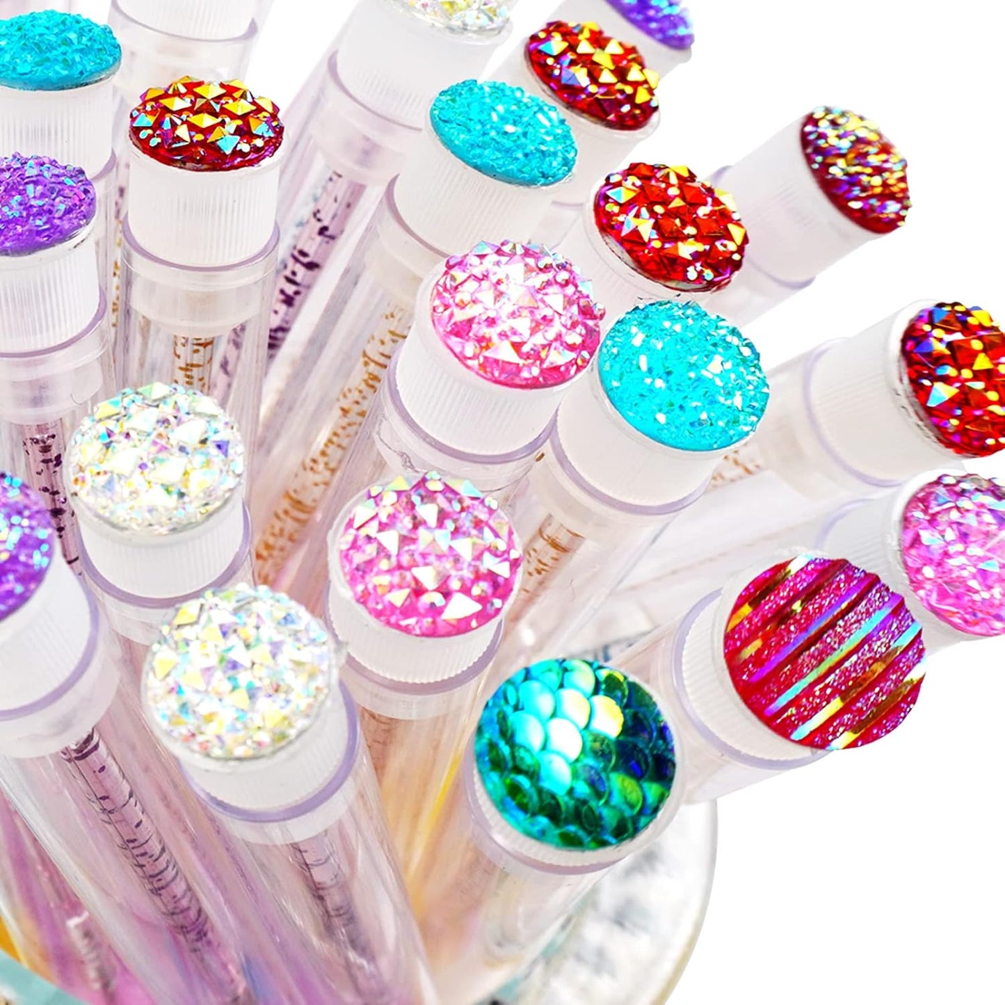 i-Laesh 20 Pcs Lash Brush Eyelash Brushes for Eyelash Extensions Spoolies Cleaning Mascara Wands Tube Diamond Disposable Makeup Tool Applicator Set Sanitary Extension Supplies (Assorted Color)