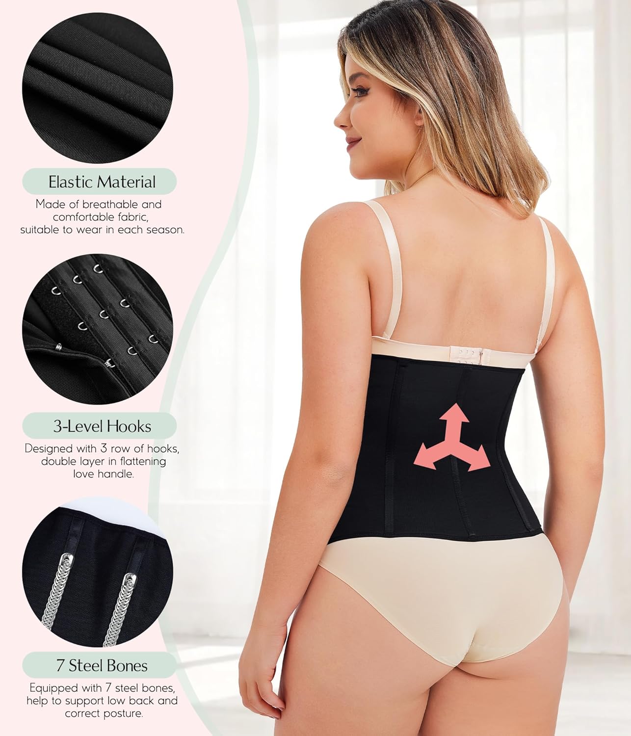 MERYOSZ Waist Trainer Corset Zipper Tummy Control Shapewear Breathable Waist Cincher for Women Body Shaper Sport Girdle