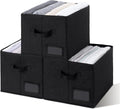GRANNY SAYS Storage Baskets for Shelves, Fabric Storage Bins for Clothes, Closet Organization Bins, Collapsible Storage Bins with Handles, Decorative Storage Box, Black, Extra Large, 3-Pack