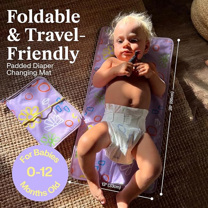 Freestyle Portable Diaper Changing Pad | Foldable, Waterproof Baby Changing Pad With Stylish Wet Wipes Pouch | Travel Changing Pad For Newborn, Quick Access Baby Changing Mat For Diaper Bag Essentials