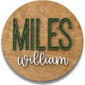 Custom Round Nusery Name Sign, Personalized 3D Baby Name Announcement Sign, Personalized Wooden Wall Plaque, 3D Wall Art for Children & Kids Rooms, Family Name Signs, 30 Colors (Design 11)