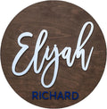 Custom Round Nusery Name Sign, Personalized 3D Baby Name Announcement Sign, Personalized Wooden Wall Plaque, 3D Wall Art for Children & Kids Rooms, Family Name Signs, 30 Colors (Design 1)