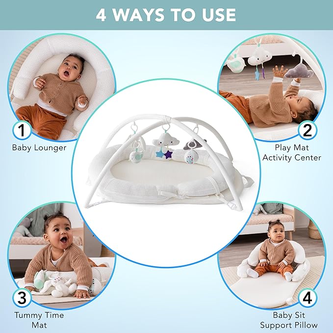 4-in-1 Baby Lounger, Tummy Time Mat, Baby Play Mat and Baby Sit Up Chair - Baby Registry Search and Baby Items, Patent Pending