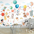 Hot Air Balloon Wall Decals by Lipastick - Peel and Stick Animal Stickers Raccoon, Fox, Koala, Panda for Kids Room, Nursery, Playroom, Bedroom - Removable Wall Decor for Boys, Girls, Babies - XXL Size