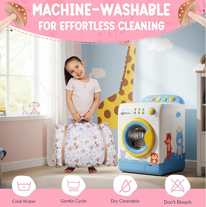 Morxy Toddler Nap Mat with Pillow & Blanket Large Portable Roll Up Nap Mats with Name Tag- Thick Kids Sleep Mat for Daycare, Preschool Travel and Camping for Age 3 and up