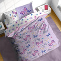 Sunny Side Up Butterfly Full Comforter Set - 7 Piece Kids Bedding Includes Comforter, Sheets & Pillow Cover - Super Soft Purple Floral Microfiber Bed Set