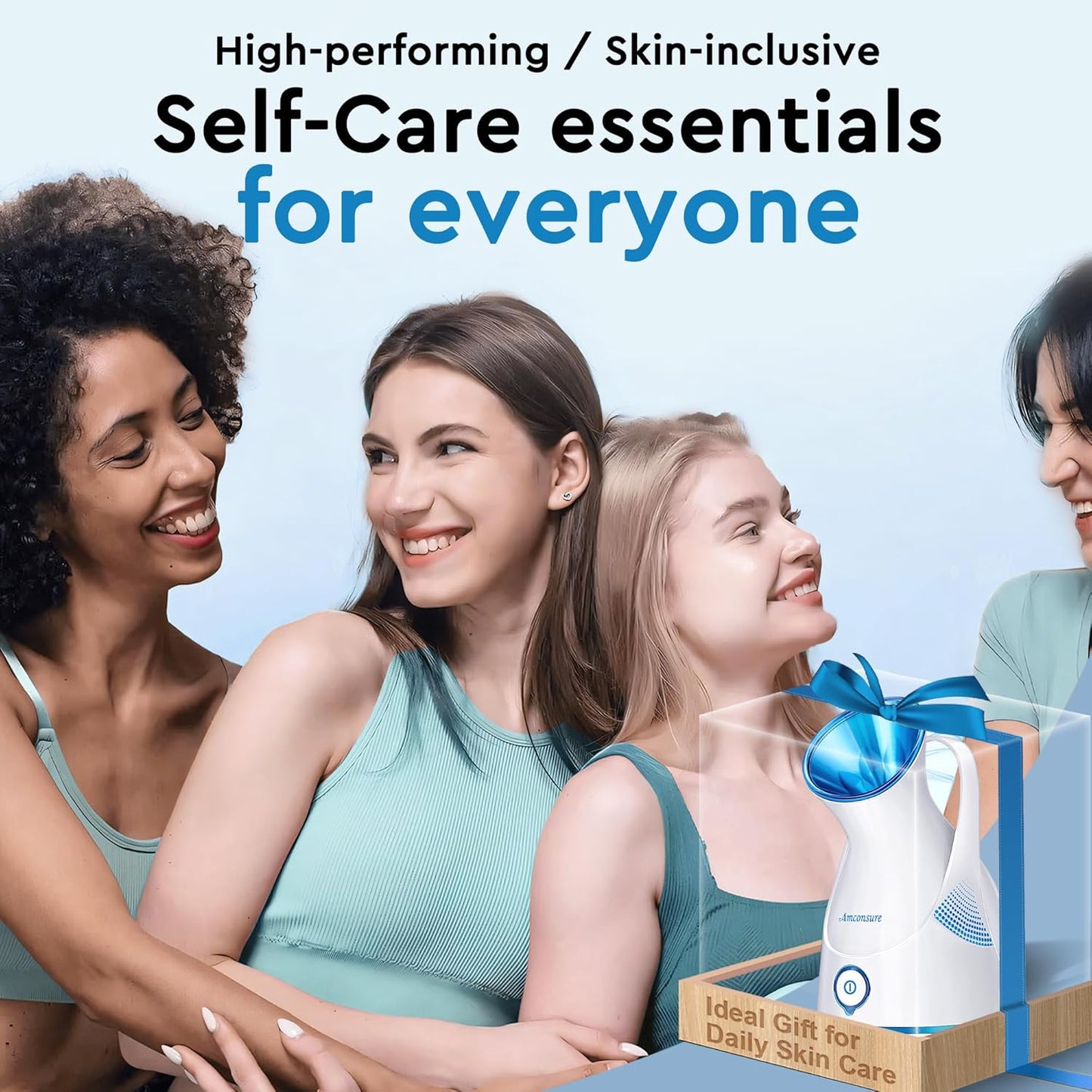 Amconsure Facial Steamer - Nano Ionic Face Steamer Warm Mist Steamer for Home Sauna SPA, Humidifier for Deep Cleaning Unclogs Pores Sinuses(Blue)