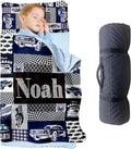 Personalized Toddler Nap Mats for Preschool, Custom Name Kids Sleeping Bag for Daycare, Roll Up Sleeping Mat with Removable Pillow and Soft Dot Minky Blanke for Boys Camping Travel