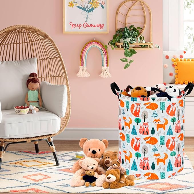 KUNRO Laundry Basket Nursery Hamper Kids Storage Bin Baby Toy Organizer Box Gift Basket for Room Decor