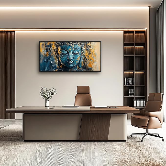 Olivine Buddha Wall Art, Zen Pictures Wall Decor, Religious Canvas Prints Painting, Framed Artwork for Bathroom Bedroom Living Room Office Home Spa Mediation Room Decoration 60"x30"