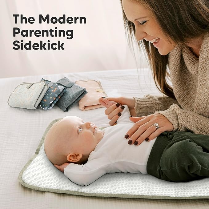 KeaBabies Portable Diaper Changing Pad, Easy Wipe Clean - Foldable Waterproof Baby Changing Mat for Diaper Bag, Compact, Lightweight, 25x13 Newborn, Infant, Baby Changer Travel Essential (Prairie)