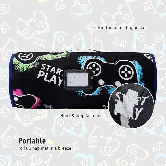 MORAIS Toddler Nap Mat with Pillow and Blanket, 52" x 20" Lightweight and Soft Nap Mat for Preschool, Daycare, Travel Sleeping Bags