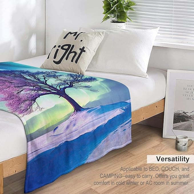 Tree of Life Blanket Arctic Tree Gifts for Girls Boys Woman Kids Aurora Borealis Lover Throw Blankets Soft Blanket Warm Fleece Flannel Plush Blankets for Bed Sofa Couch 40"x50"