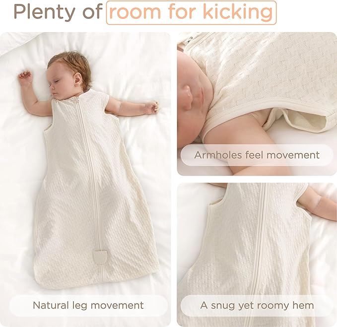 KUB Baby Unisex Sleep Sack 6-12 Months 2-Way Zipper Sleeveless Sleeping Bag 100% Cotton Wearable Blanket for Newborns Infant