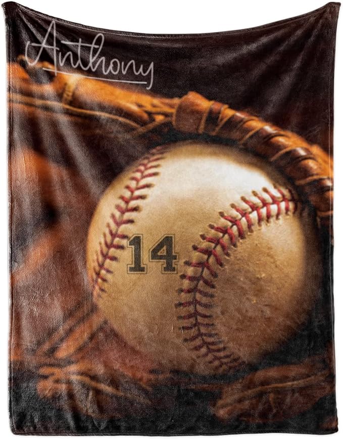 Custom Baby Soft Blanket: Personalized Bedding for Kids Softball Ball Throw Blankets - Perfect Newborn Gift Infant Swaddling Blanket with Name 30x40inch