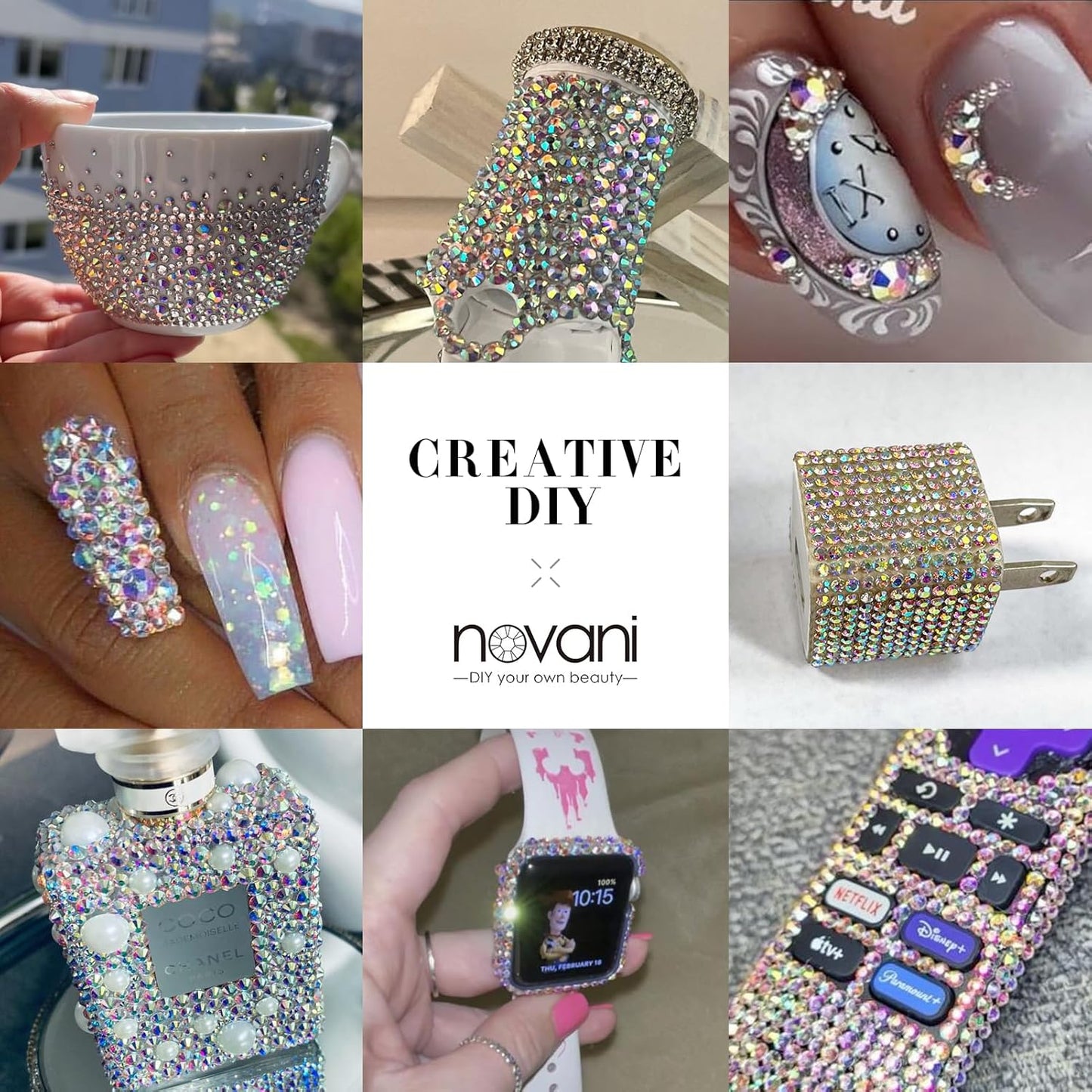 Novani 500pcs Crystal AB Rhinestones Flat Back Round Rhinestone Style 2088 Sparkly Crystal Gemstones for Nail Art and Crafting,SS6(1.9-2mm