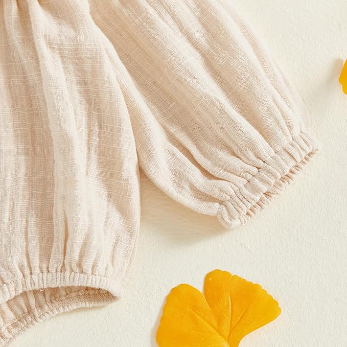 2pcs Infant Baby Girls Romper Dress Headband Long Sleeve Clothing Flowers Newborn Boho Girl Outfit Jumpsuit Clothes