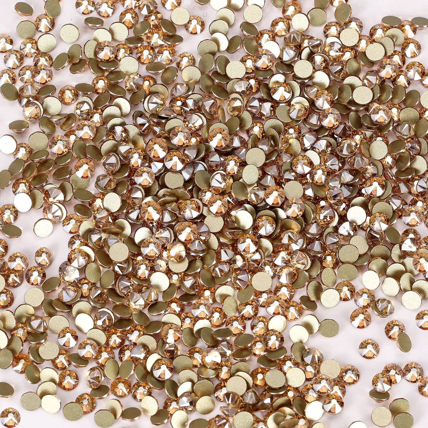 Novani Golden Shadow Rhinestones 1440pcs Flat Back Round Rhinestone Style 2088 Sparkly Crystal Gemstones for Nail Art and Crafting SS20,4.6-4.8mm