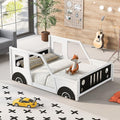 Merax Full Size Classic Car-Shaped Platform Bed with Wheels, Wood Car Bed Frame for Boys, White