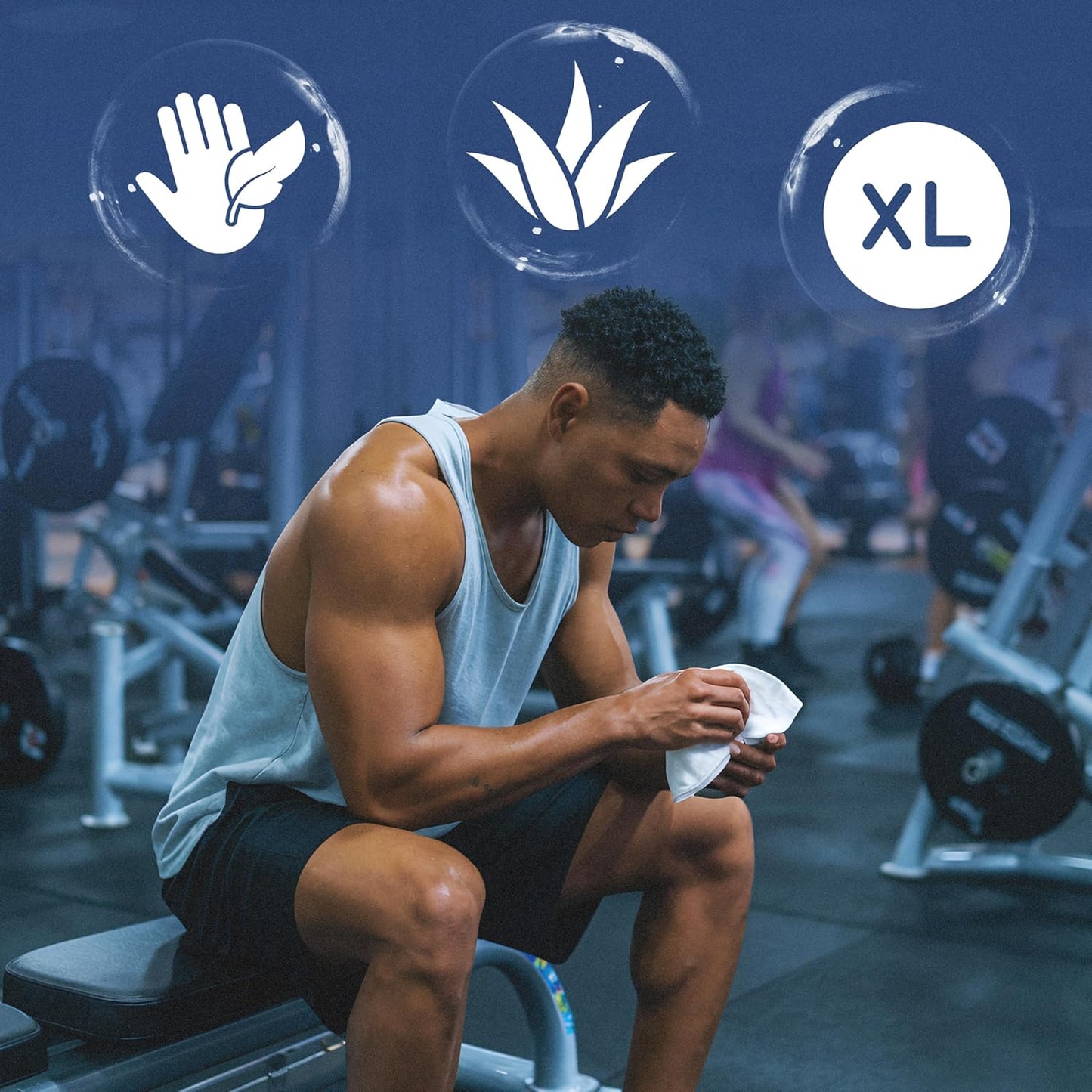 XL Deodorizing Body Wipes | Men's Extra Soft Washcloths Shower Alternative | Great for Workout Travel Gym Camping | 30 Individually Wrapped Shower Wipes | with Vitamin E Aloe Scent