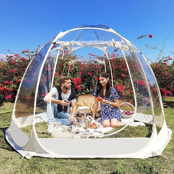 10 'x10' Screen Houses Pop-up Outdoor Camping Tent, 540 Degree Fully Transparent Non Dead Corner Gazebo Suitable for 6-8Adults (10 'x10')