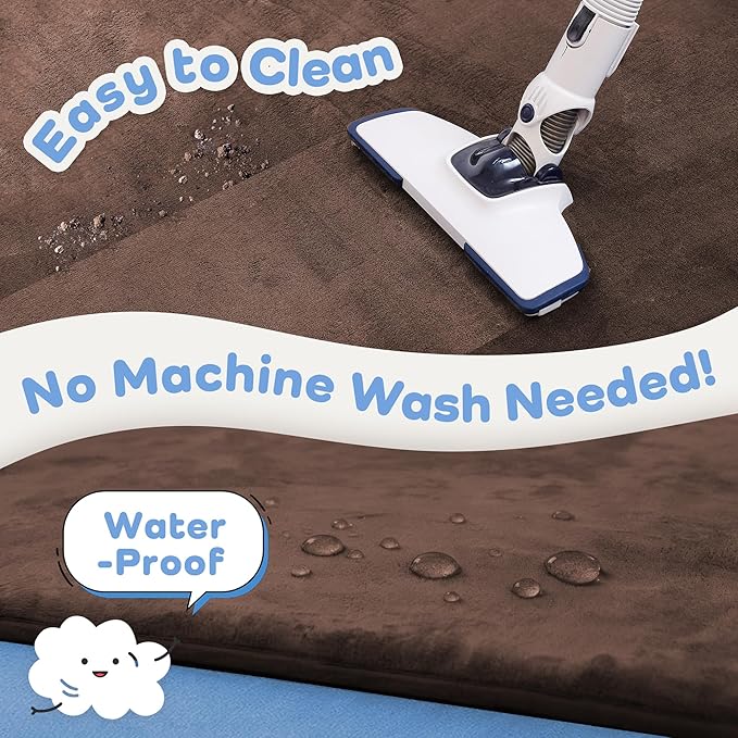 1.3" Thick Baby Floor Play Mat 50x50, Basic Padded Foam Mat for Tummy Time Crawling, Non Slip Cushioned for Babies Toddlers Infants Kids (Brown)