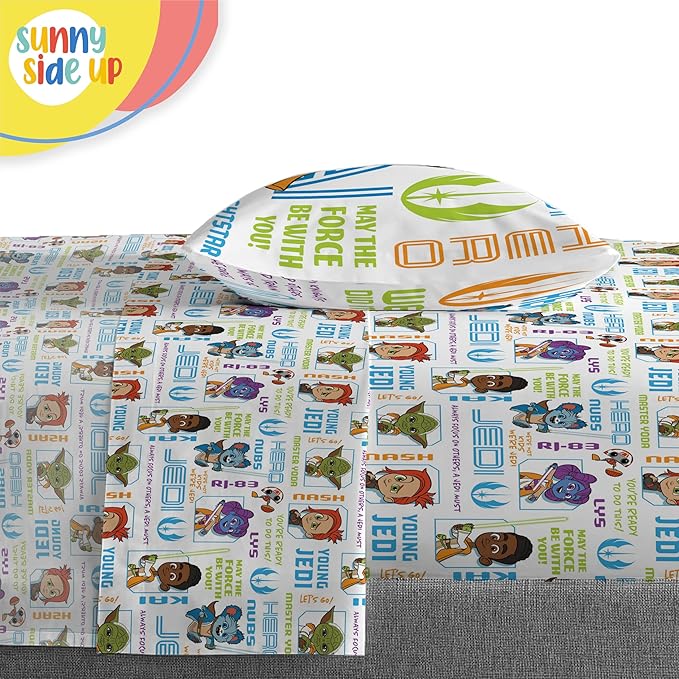 Sunny Side Up Star Wars Young Jedi Adventures Twin Comforter Set - 5 Piece Kids Bedding Includes Comforter, Sheets & Pillow Cover - Super Soft Microfiber Bed Set