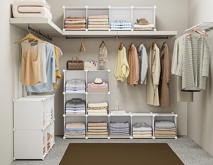 Stackable Closet Organizers and Storage 6 Cube Storage Organizer Closet Organizer for Bathroom Closet Storage for Wardrobe