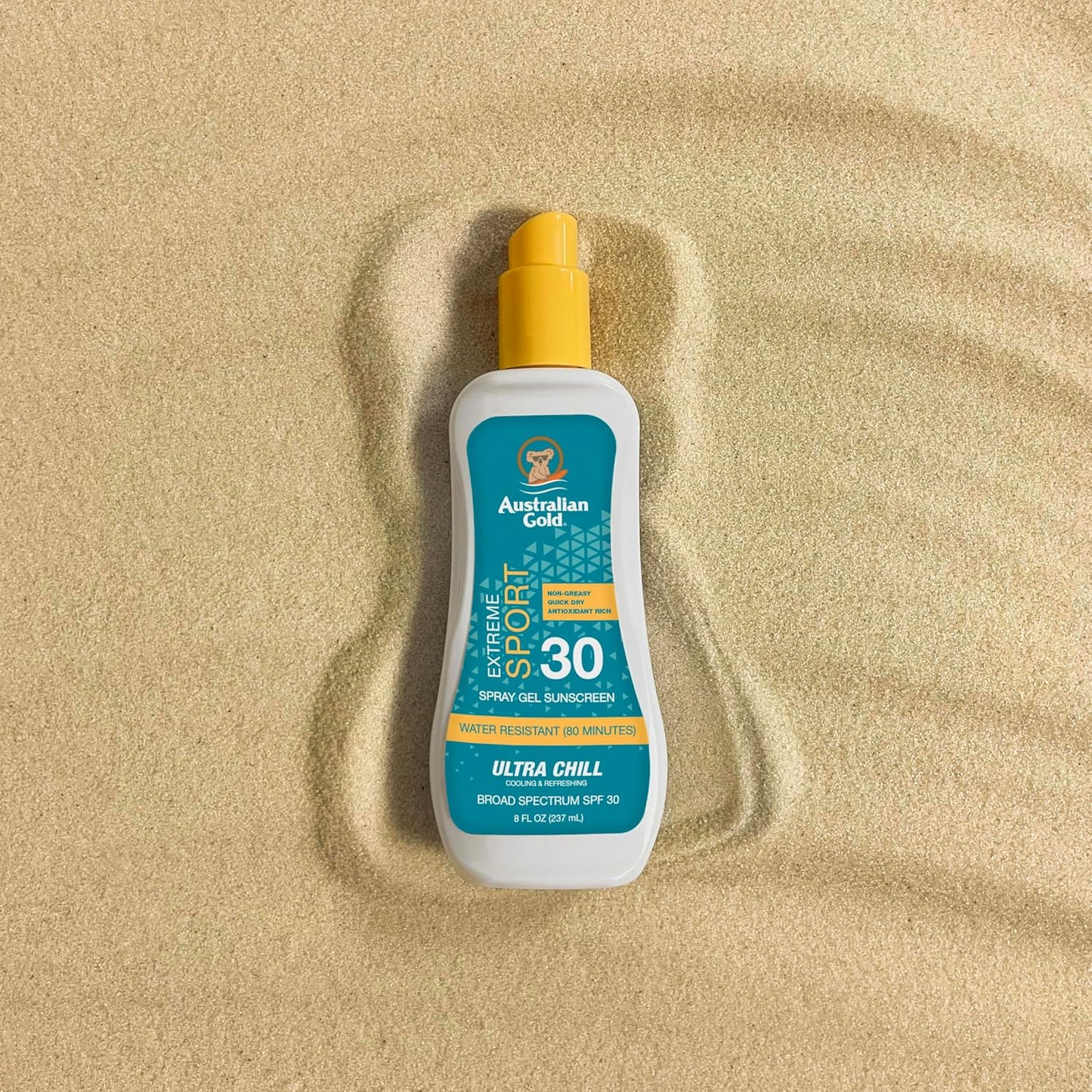 Australian Gold Extreme Sport Spray Gel Sunscreen SPF 30, 8 Ounce | Broad Spectrum | Sweat & Water Resistant | Non-Greasy | Oxybenzone Free | Cruelty Free