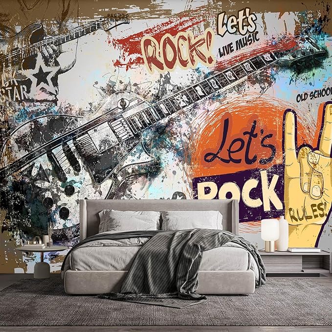 -Vintage Graffiti Hand-Painted Wall Bedroom Mural XT17 S 100" x 65"
