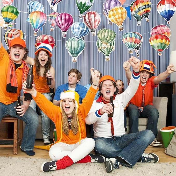 4 Packs Hot Air Balloon Theme Garland Banner Set – Watercolor Balloon Party Banner Balloons Birthday Bunting Decor for Wedding, Baby Shower,Adventure Theme Party,Travel Themed Celebrations, 24 Styles