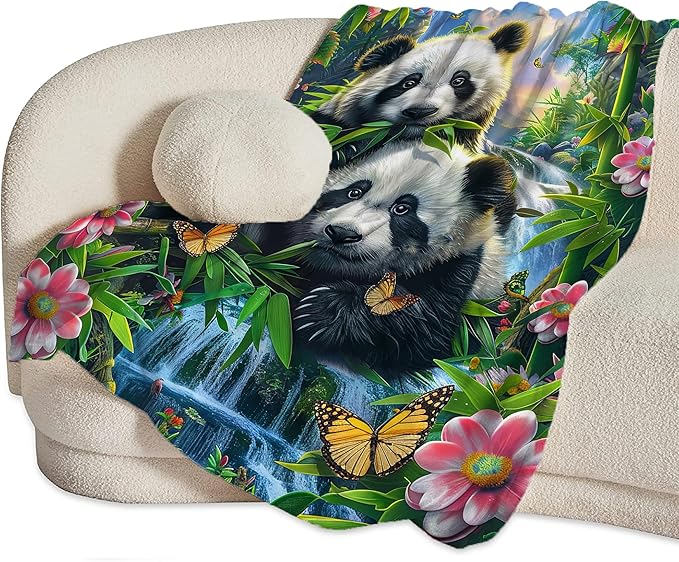 Panda Blanket Funny Pandas Gifts for Girls Boys Woman Kids Cute Panda Lover Bear Throw Blankets Soft Warm Fleece Flannel Plush Blankets for Bed Sofa Couch 40"x50"