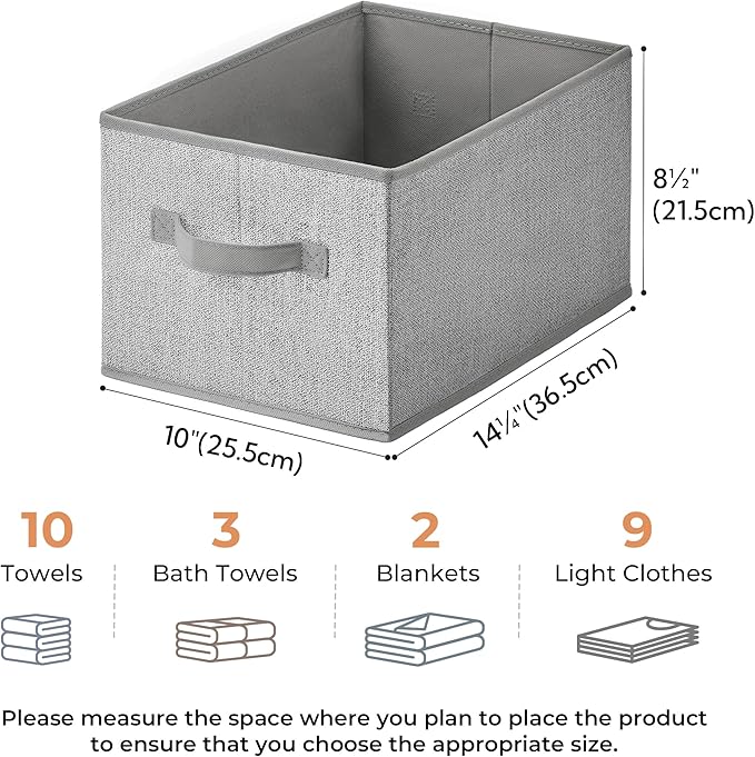 GRANNY SAYS Storage Baskets for Shelves, Fabric Storage Bins with Handles, Collapsible Storage Boxes, Closet Storage Bins, Organizers and Storage, Gray, Large, 3-Pack