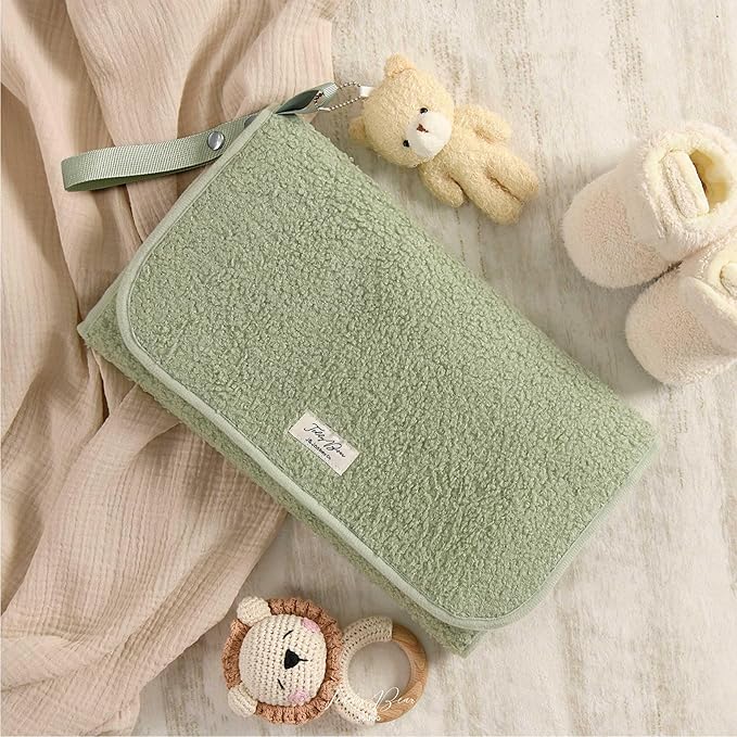 J&Joo Portable Diaper Changing Pad - Ultra Soft, Extra Padded, Waterproof Baby Changer Travel Essential, EZ Access Mesh Pockets, Gift for Baby Shower, Newborn Girls and Boys, 0-12 Months