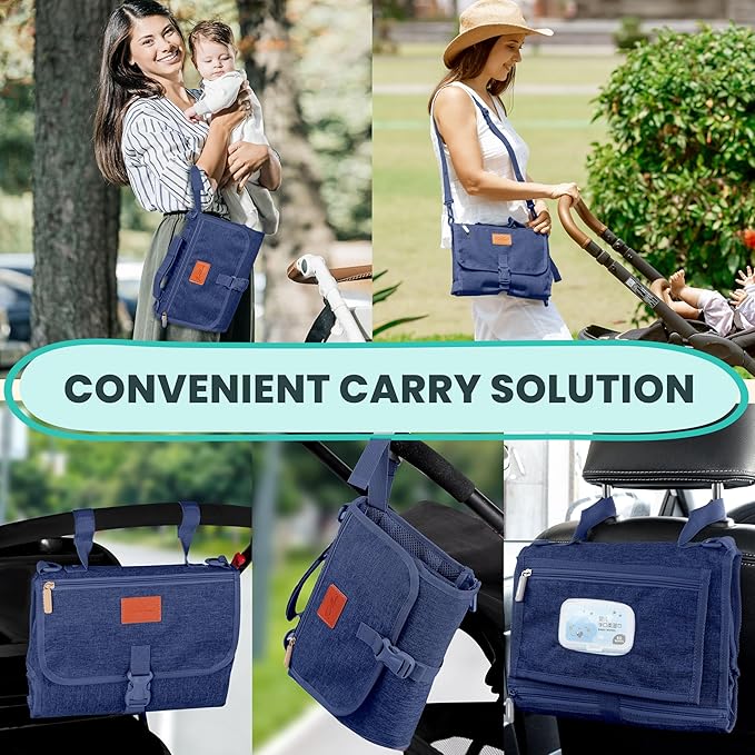 Portable Changing Pad for Baby, Travel Diaper Changing Pad for Newborn, Large Waterproof Baby Changing Mat, Foldable & Detachable Diaper Changing Station with Baby Wipes Pockets Baby Stuff by Pillani