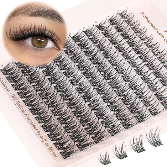 Focipeysa Wispy Lashes Extension 10-16mm Clusters Eyelash Natural Eyelash Clusters Anime Lash Clusters CD Curly Lash Extensions Waterproof Individual Lash Extensions DIY Lashes at Home