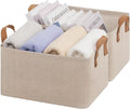 StorageWorks Storage Bins, Fabric Storage Bins for Shelves, Storage Baskets with Metal Frame, Closet Baskets and Bins with Handles, Brown and Beige, 2-Pack