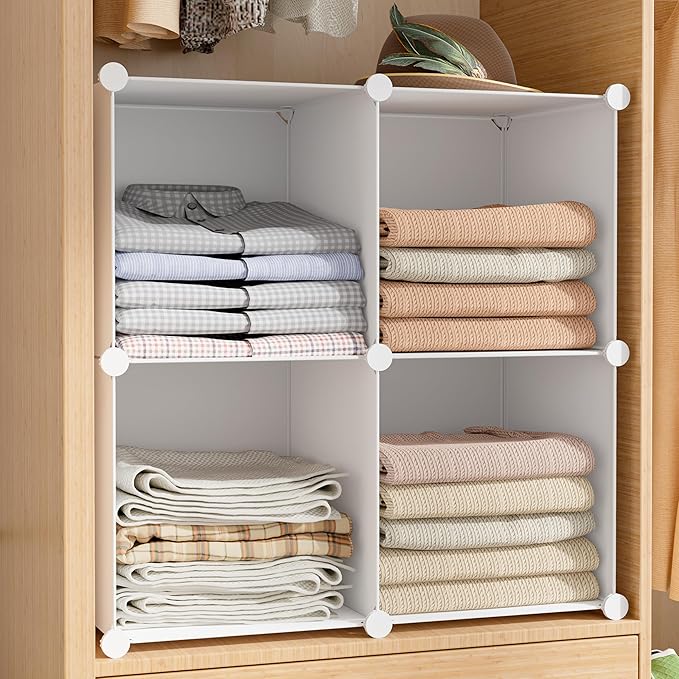 Stackable Closet Organizers and Storage 6 Cube Storage Organizer Closet Organizer for Bathroom Closet Storage for Wardrobe
