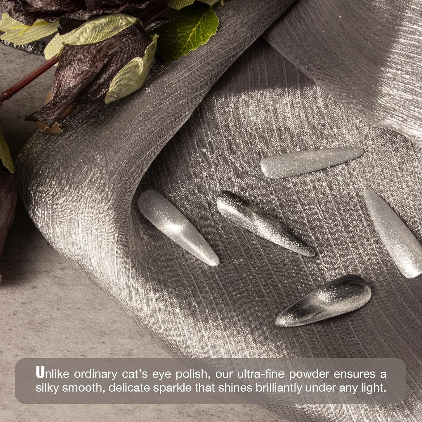 Cat Eye Gel Nail Polish with Magnet Stick, 15ml Magnetic Gel, Create Stunning Cat Eye Effects for DIY Manicures, Long-Lasting, Salon-Quality Finish, Silver Glow