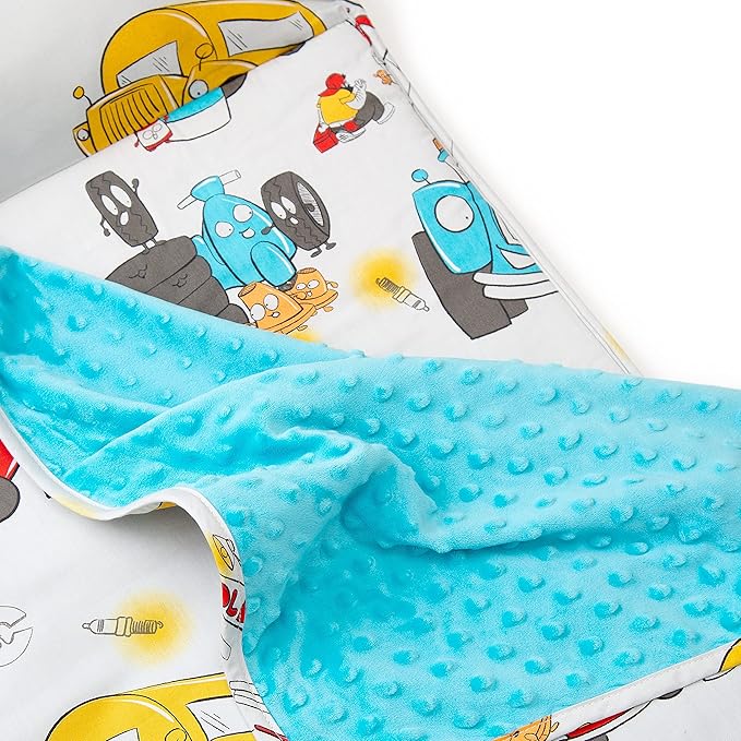 JumpOff Jo Nap Mat for Kids - Cozy Kids Rest Mat with Removable Pillow and Ultra Soft Blanket for Preschool, Daycare, and Sleepovers - Jo’s Garage