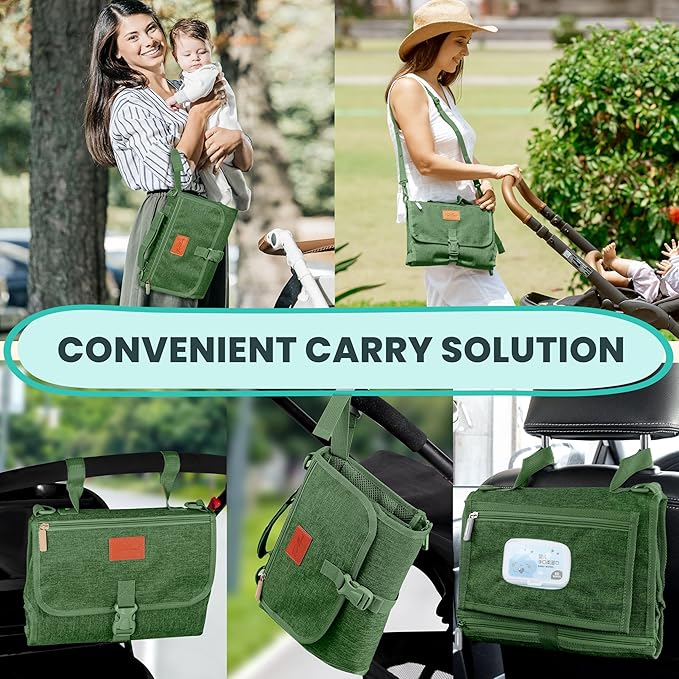 Portable Changing Pad for Baby, Travel Diaper Changing Pad for Newborn, Large Waterproof Baby Changing Mat, Foldable & Detachable Diaper Changing Station with Baby Wipes Pockets, Baby Stuff by Pillani