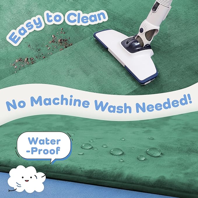 1.3" Thick Baby Floor Play Mat 50x50, Basic Padded Foam Mat for Tummy Time Crawling, Non Slip Cushioned for Babies Toddlers Infants Kids (Dark Green)