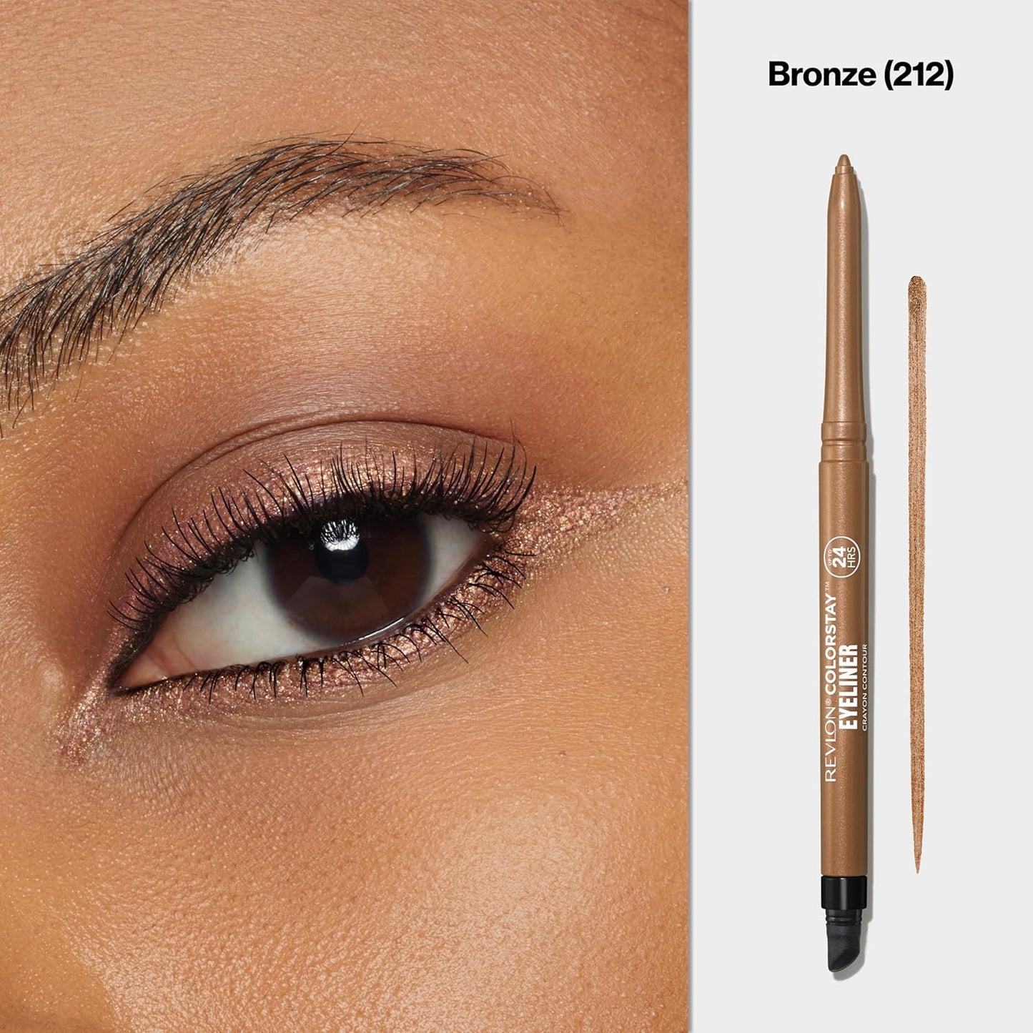 REVLON ColorStay Pencil Waterproof Eyeliner, Smudge-Proof, Eye Makeup with Built-In Sharpener, 212 Bronze, 0.01 oz