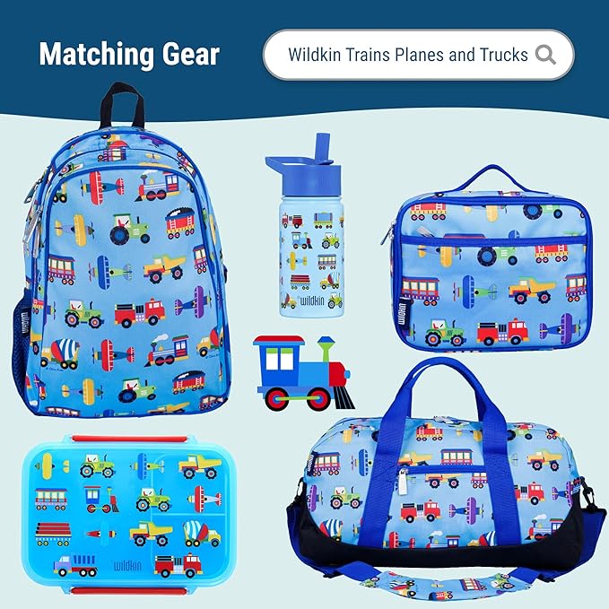 Wildkin Kids Microfiber Nap Mat – Soft Sleep Mat with Pillow, Ideal for School & Travel - Trains, Planes, and Trucks