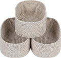 CubesLand Rectangle Organization/Storage Basket, Natural Cotton Rope Woven Baskets for Organizing, Small Basket for Kids, Baby Nursery, Cat Dog Toy Baskets, Organizer Bins for Shelves 3Pc Light Brown