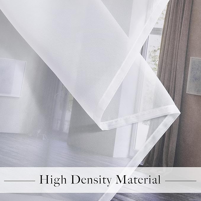 RYB HOME Sheer Curtains Panels Bedroom Window, Grommet Solid White Voile Drapes for Living Room Kitchen Home Office, Privacy Sheer Light & Airy, Wide 54 inch x Long 63 inch per Panel, 4 Pcs