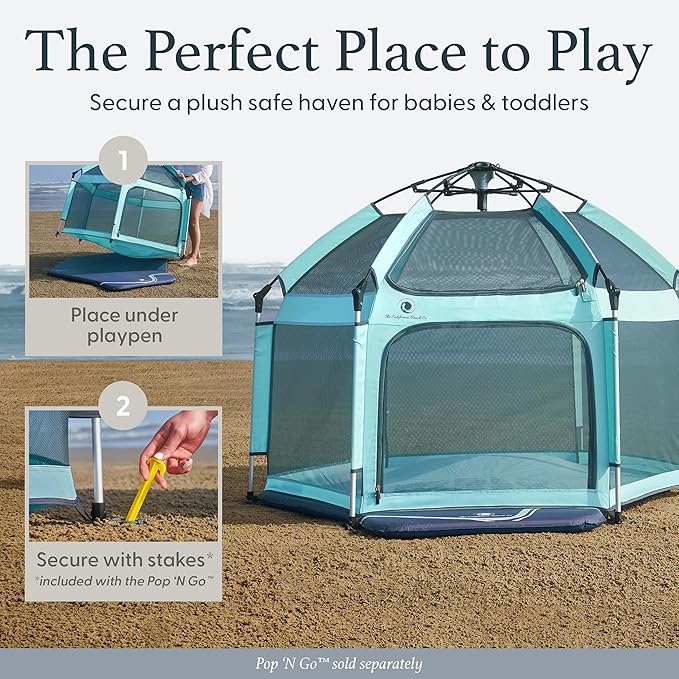 Baby Playmat for The Pop 'N Go Baby Playpen - 1.3" Thick Self-Inflating Playmat for Placement Underneath Pop 'N Go Playpen or for Standalone Usage - Soft and Comfy Portable Pad w/Travel Bag