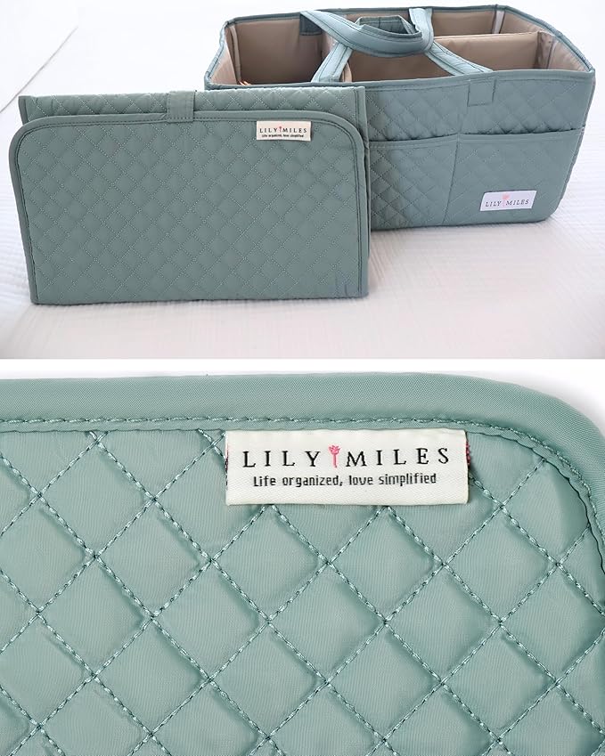 Lily Miles Baby Changing Pad Portable, Diaper Changing Mat with Magnetic Latches, Travel Pad for Diaper Bag, Baby Essentials, Wipeable & Waterproof Mat (Willow Green, Regular)