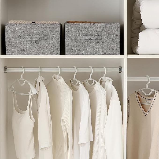 Linen Folding Storage Bins, 3 Pack Large Storage Baskets, Washable, Clothing Storage Bins with Handle, Closet Organizer for Storage Sweater,Sheets(dark grey, 18½"x13½"x8½")