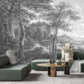 -Vintage Forest Fabric Wallpaper Grey Tree Mural Living Room 140" x 91" (Not Peel and Stick)